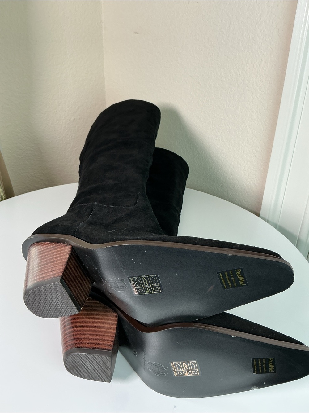 NWOB House of Harlow 1960 Black Suede Knee High Heeled Boots - Size 8.5 - Picture 7 of 7
